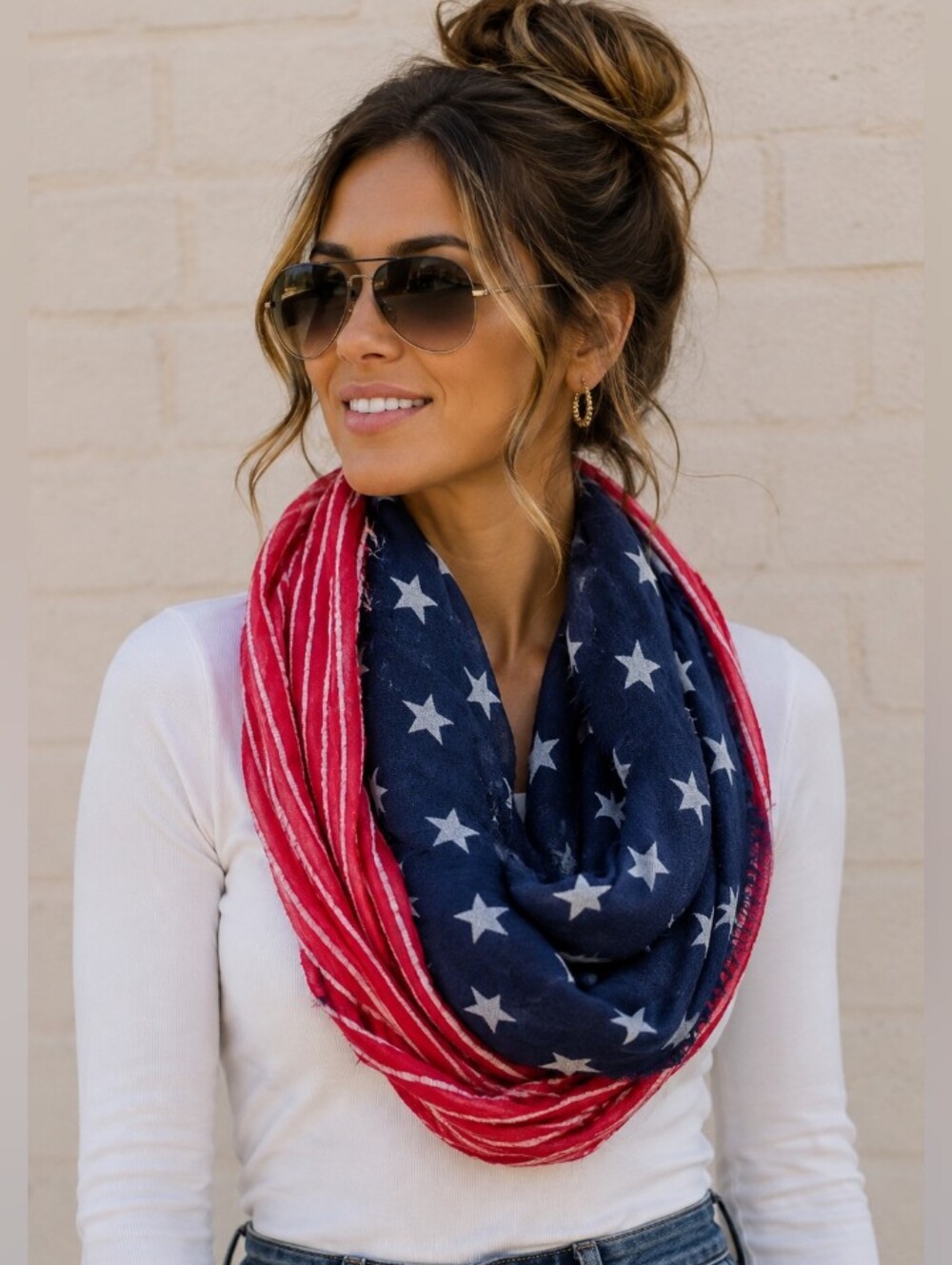Sonoma Red,White & Blue Star Lightweight Infinity Scarf